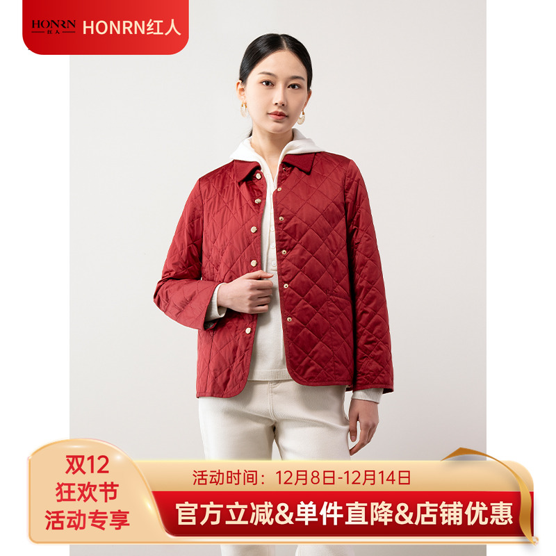 HONRN/红人短款菱格棉衣外套