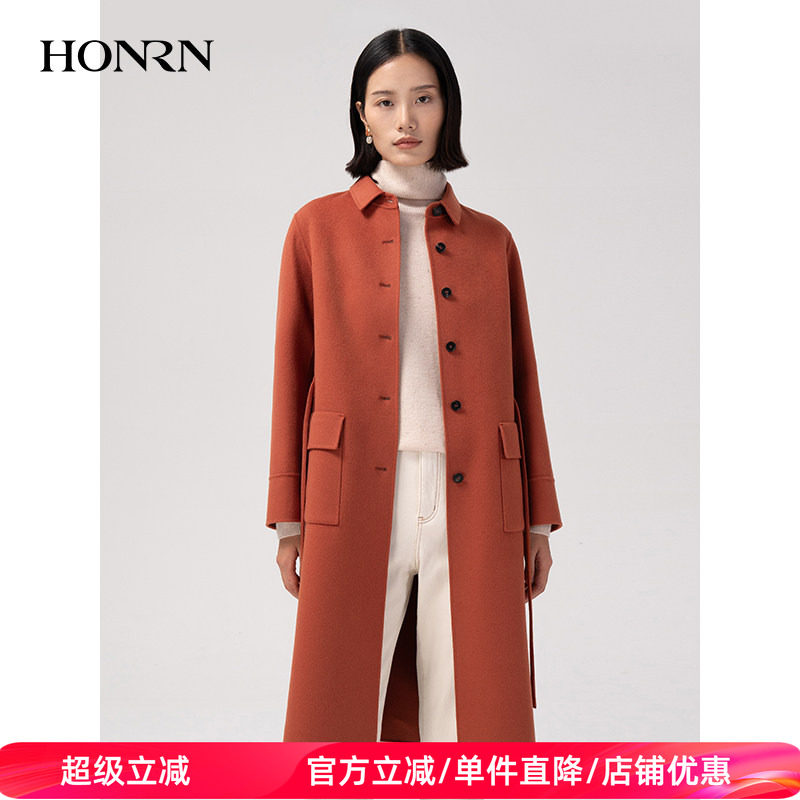 HONRN/红人气质中长款显瘦双面羊毛呢子大衣外套女秋冬HI59OD037