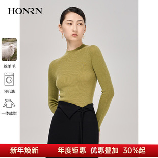 红人秋季 半高领羊毛衣针织衫 新款 长袖 上衣女HI39OM003 修身 HONRN