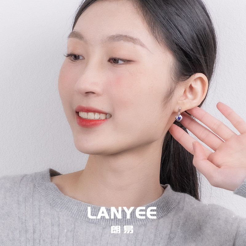 LANYEE深遂蓝耳吊简约小巧独特气质原创设计耳环耳钉时尚高级小众