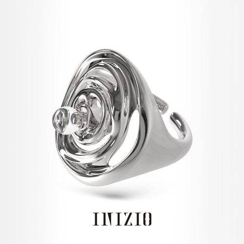 INIZIO 若水涟漪戒指天然白水晶原创设计小众高级感气质开口戒新