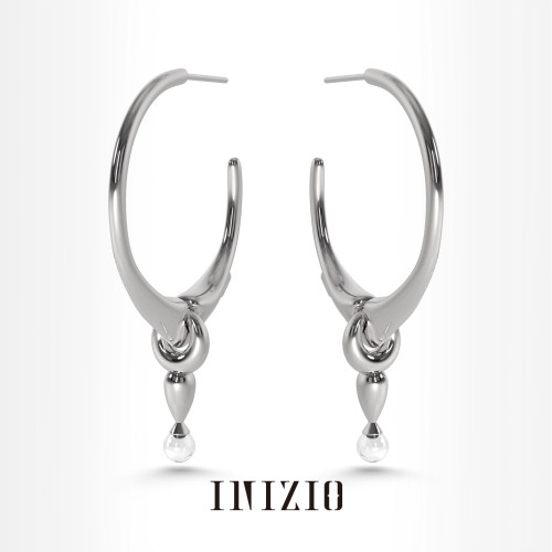 INIZIO时尚造型感水晶圆圈耳环