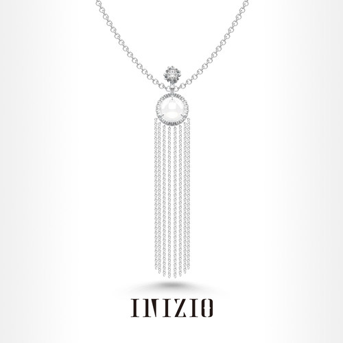 INIZIO高级感白水晶流苏毛衣链