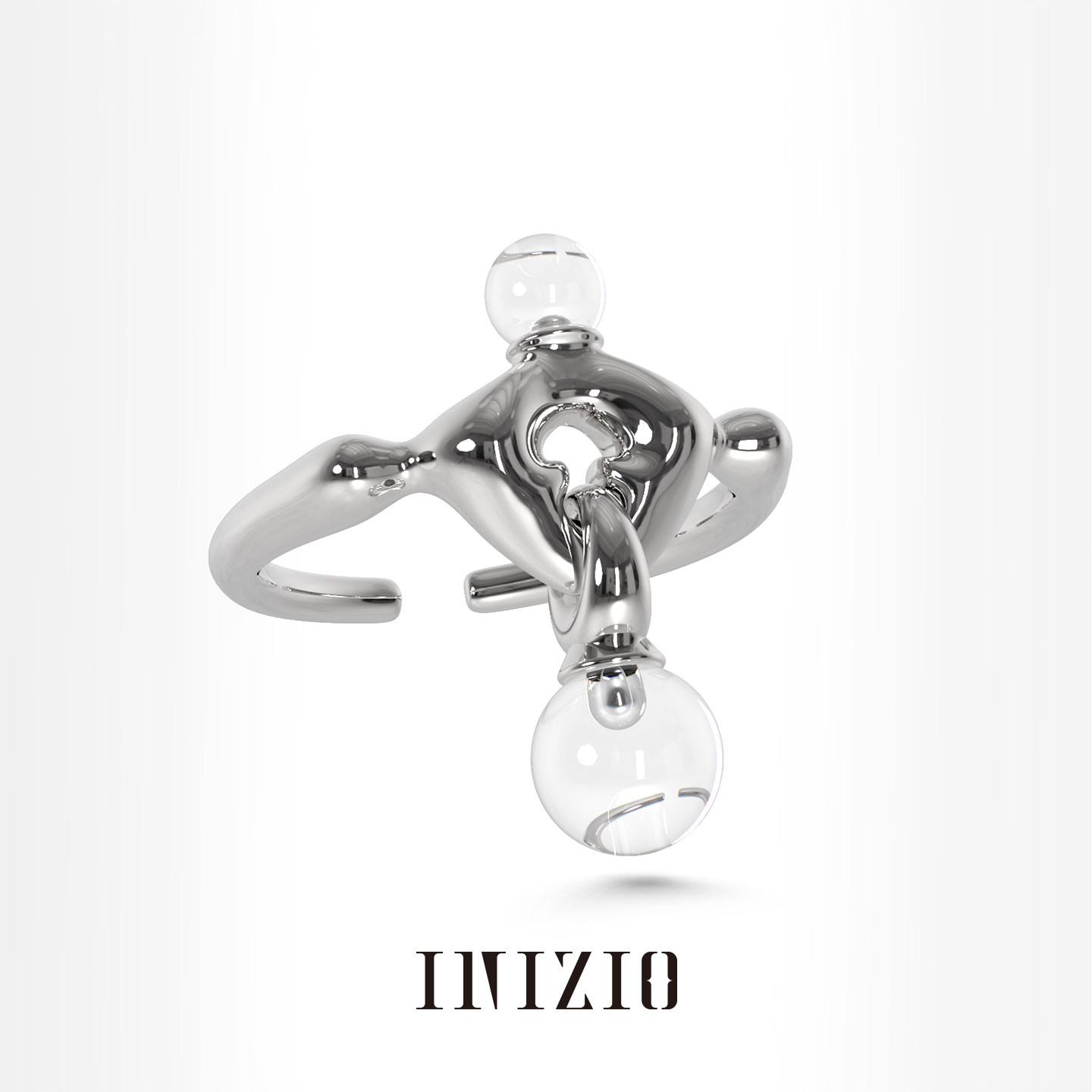 INIZIO 若水之迹戒指天然白水晶原创设计小众高级感气质开口戒新