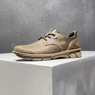 cat卡特男鞋真皮低帮春夏休闲工装鞋复古短靴磨砂单鞋英伦皮系带