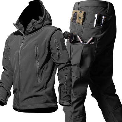 春秋款防风多口袋登山服套装