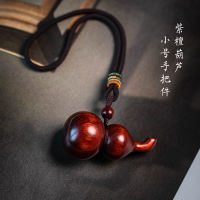 Natural green sandalwood gourd handle piece, purple sandalwood carved portable cultural and artistic pendant, sandalwood decorative item, men's stress-relieving pendant thumbnail 5
