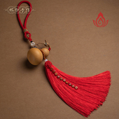 林静手作天然开口葫芦挂饰黄铜五帝钱门对门葫芦挂件内置朱砂心经