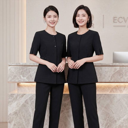 美容院工作服女2026年新款美容师疗愈spa养生馆气质工服短袖套装