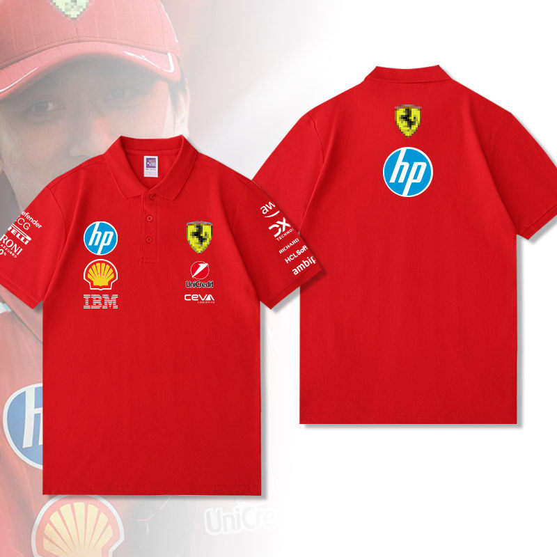 定制F1拉利车队服一级方程式赛车服车迷Polo衫男士翻带领短袖T恤