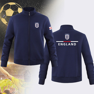 英格兰队凯恩连帽卫衣足球迷纪念长袖上衣立领男子训练服休闲外套
