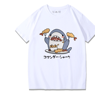 zui终幻想ff14毛巾鲨鱼指挥官周边可爱猫短袖男T恤夏季纯棉衣服