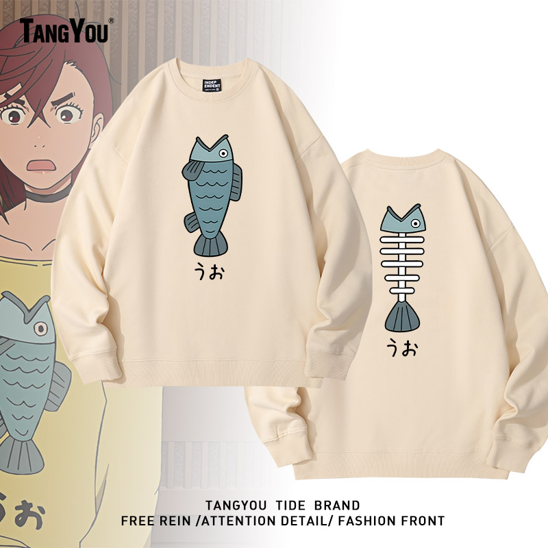 二次元卡通超自然武装胆大党绫濑桃同款圆领卫衣学生秋冬加绒外套