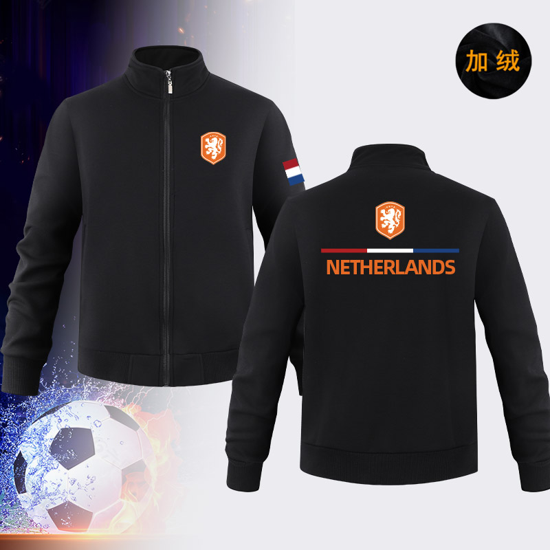 世界杯荷兰队足球迷服印花立领卫衣男长袖训练服运动休闲百搭外套