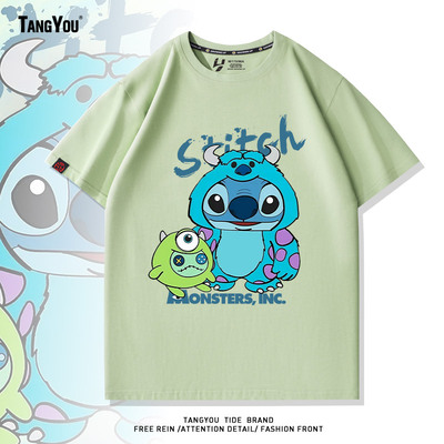 卡通动漫周边史迪奇仔联名怪兽电力公司潮牌短袖上衣男休闲T恤夏