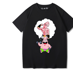 恶搞短袖男派大星联名cos七龙珠魔人布欧健身运动纯棉宽松上衣T恤