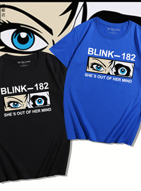朋克摇滚乐队blink182周边t恤电音DJ抖音超火短袖青少年打底衫夏