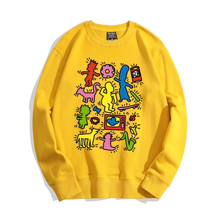 Keith Haring 凯斯哈林涂鸦联名卫衣男欧美复古潮牌宽松长袖上衣