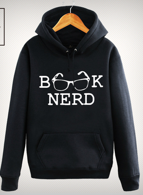 创意恶搞文字外套加绒卫衣书呆子BOOK NERD男女搞笑汉字衣服