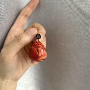 南红玛瑙大貔貅吊坠锦红色小众设计活口编绳件挂天然石民族风配饰