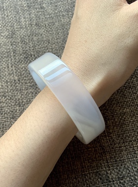 玛瑙冰种手镯冰飘荔枝冻方镯天然白月光冰透水晶手环白色红色镯子