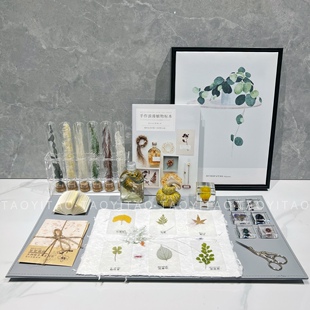 现代样板房间手工动植物标本主题组合手作植物使馆显微镜琥珀摆件