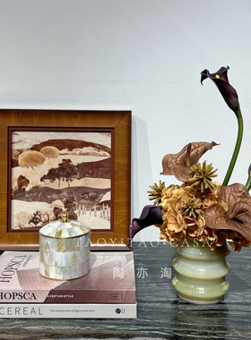 床头柜摆件搭配组合中古海派南洋风格适用样板房卧室花艺咖啡杯