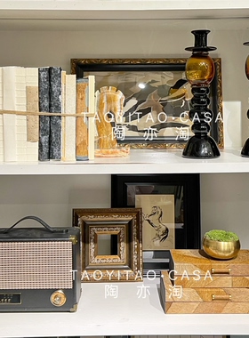 中古海派样板房装饰品书柜陈设组合搭配图高端项目样板间软装饰品