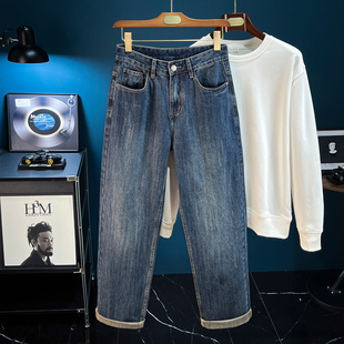 直筒长裤 春季 水洗休闲百搭大码 男宽松2026年新款 子 日系复古牛仔裤