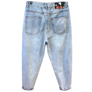 春季男款宽松浅色牛仔裤男九分裤新款百搭简约男裤锥形直筒裤潮流
