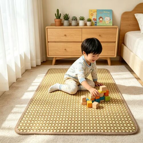 床边地毯睡觉打地铺神器婴儿卧室长方形凉席地垫日式藤席榻榻米垫