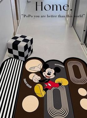 入户门地垫PVC 免洗耐脏防水防滑家用玄关过道室内可裁剪卡通米奇
