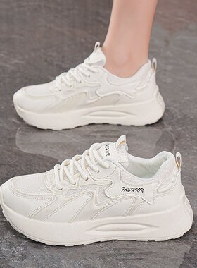 秋季女鞋新款透气网面运动鞋子女韩版百搭厚底休闲软底网鞋老R-23