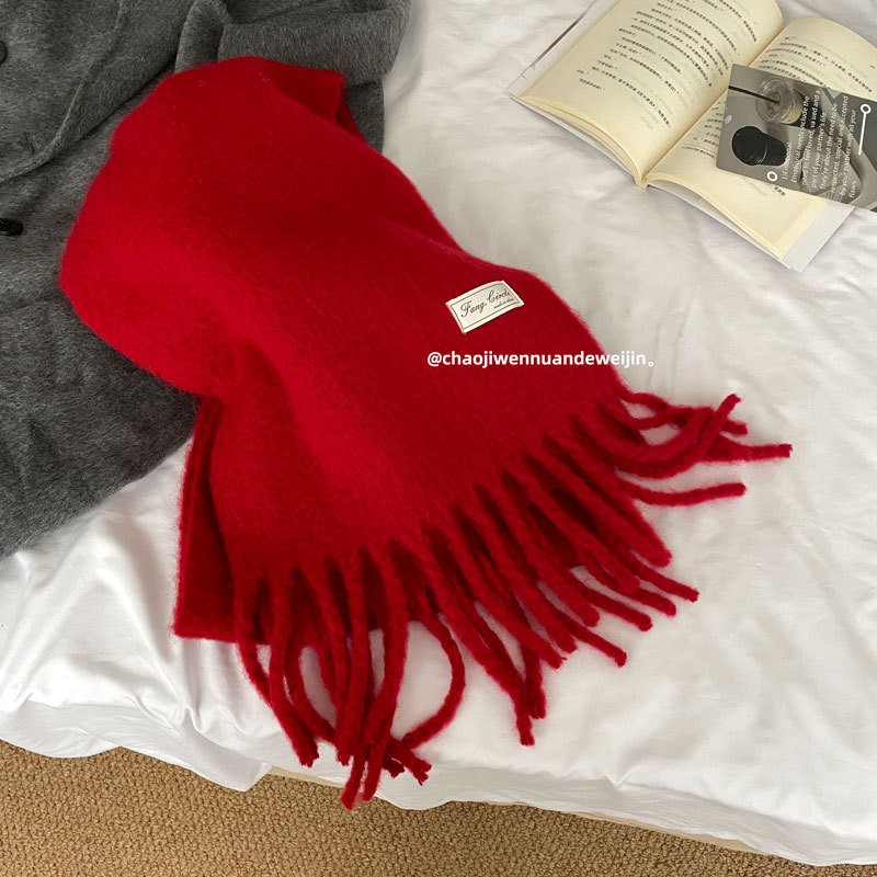 定纺纱线”高级含羊毛“自制韩系氛围感洋气秋冬围巾情侣披肩SD33