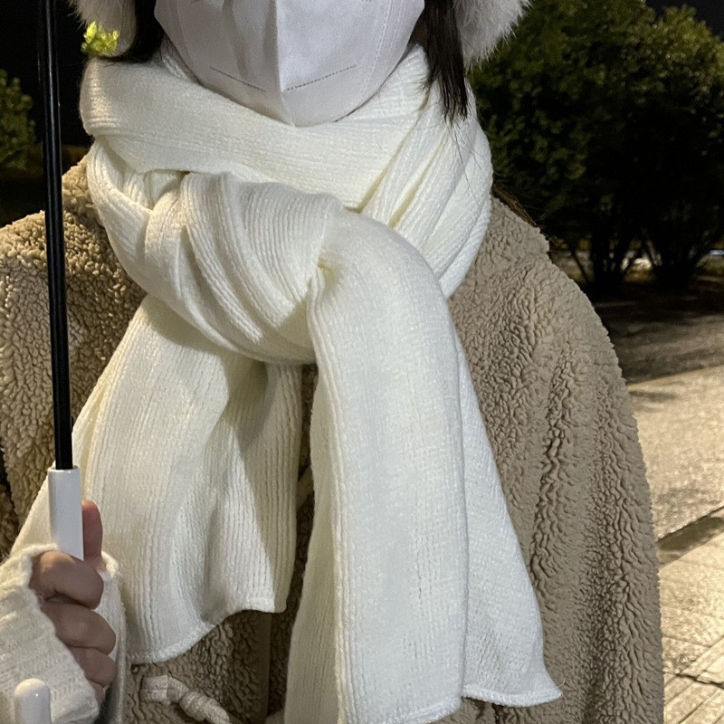 围巾女男冬季韩版百搭保暖秋冬ins潮日系毛线针织大灰色2024SD07