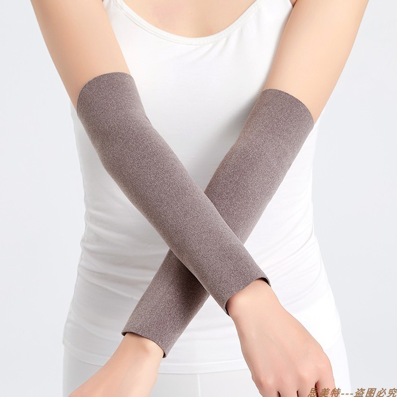 德绒手臂套男女春秋四季款加长护胳膊半指手套袖套保暖防寒假HB19