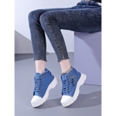 女2026新款 春季 牛仔布马丁运动鞋 厚底松糕高帮鞋 帆布鞋