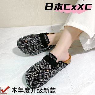 鞋 包头拖鞋 半拖男懒人大码 罗马鞋 子YY46 女情侣软木拖wish大码