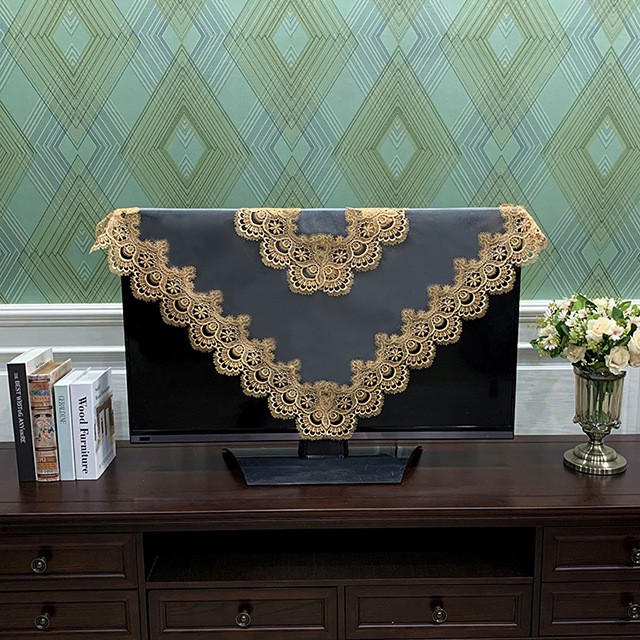 现代简约电视洗衣机防灰尘正方形桌布麻将桌盖布家用挂式蕾丝DF06