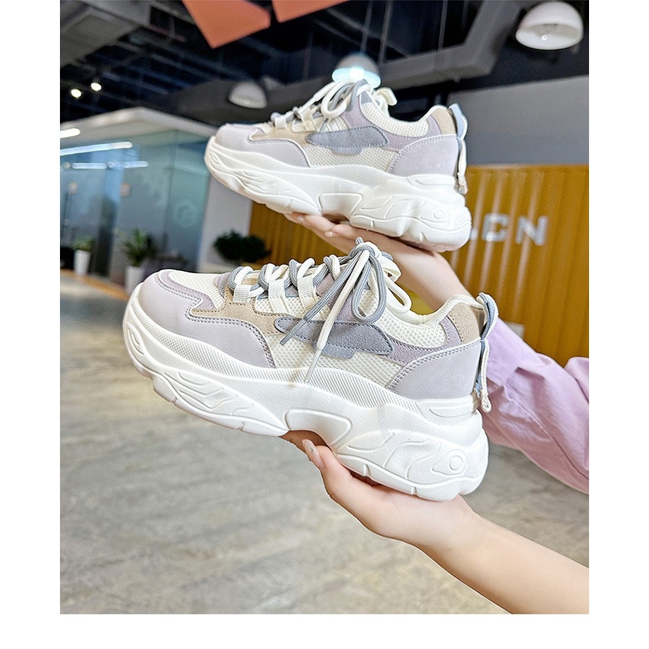 运动鞋女2025新款春秋爆款透气休闲百搭小白增高厚底老爹女鞋kl60