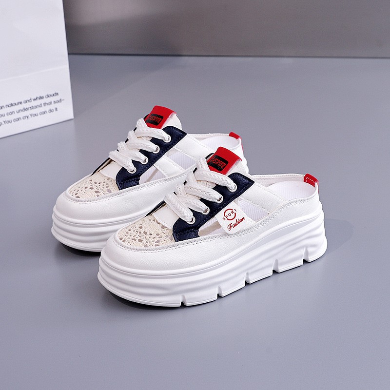 透气外穿拖鞋女鞋2025夏季镂空厚底内增高织面休闲鞋时尚凉鞋kl49