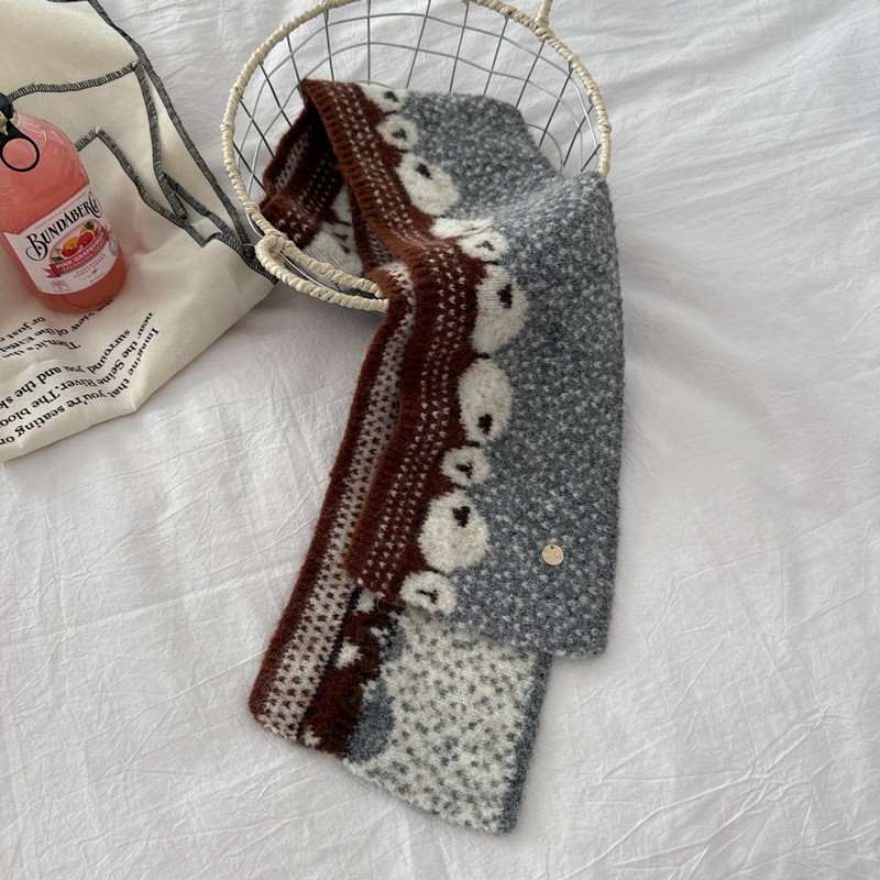 咩咩羊！羊毛混纺新款可爱羊卡通针织围巾女秋冬保暖学生卡通SD52