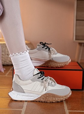 双鞋带德训鞋女2025秋季新款厚底休闲运动百搭软底阿甘鞋HQ-6kl58