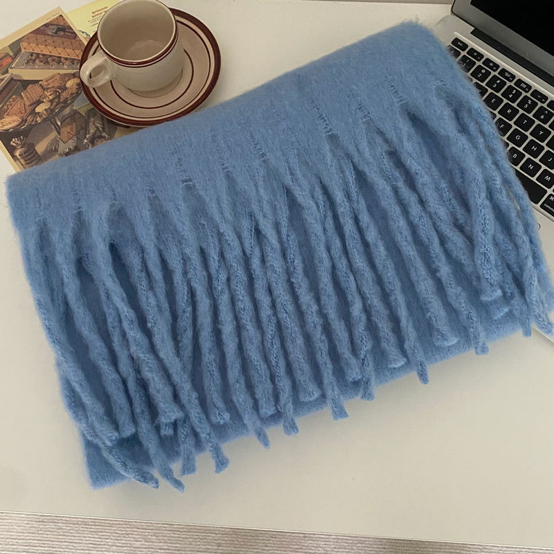 纯色加厚大围巾女士秋冬季新款韩版冬天学生百搭披肩围脖白色SD43