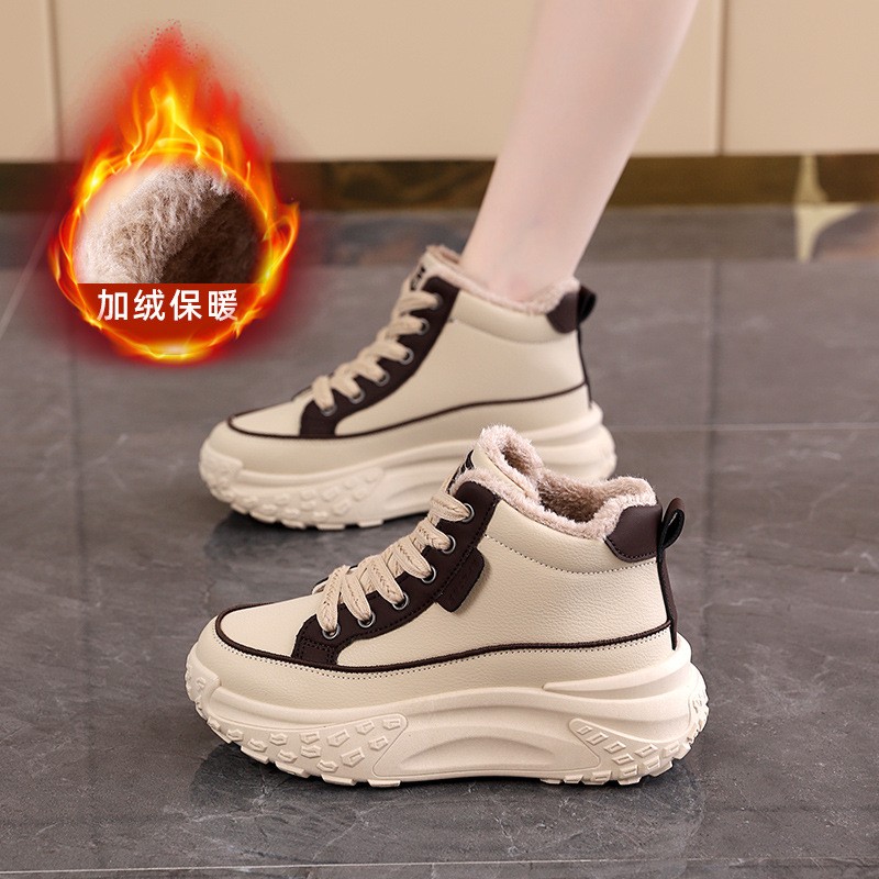 厚底加绒休闲运动鞋女2025年冬季新品保暖小个子显高女棉鞋K6kl60