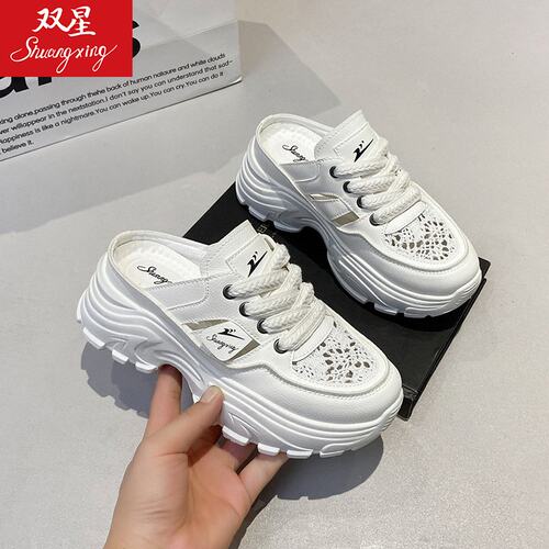 厚底增高缕空透气外穿包头半拖鞋女夏季配裙子软底轻便凉鞋SS70