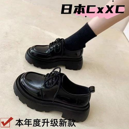 厚底小皮鞋2024新款春秋复古英伦风jk鞋黑色百搭配裙子系乐福YY36