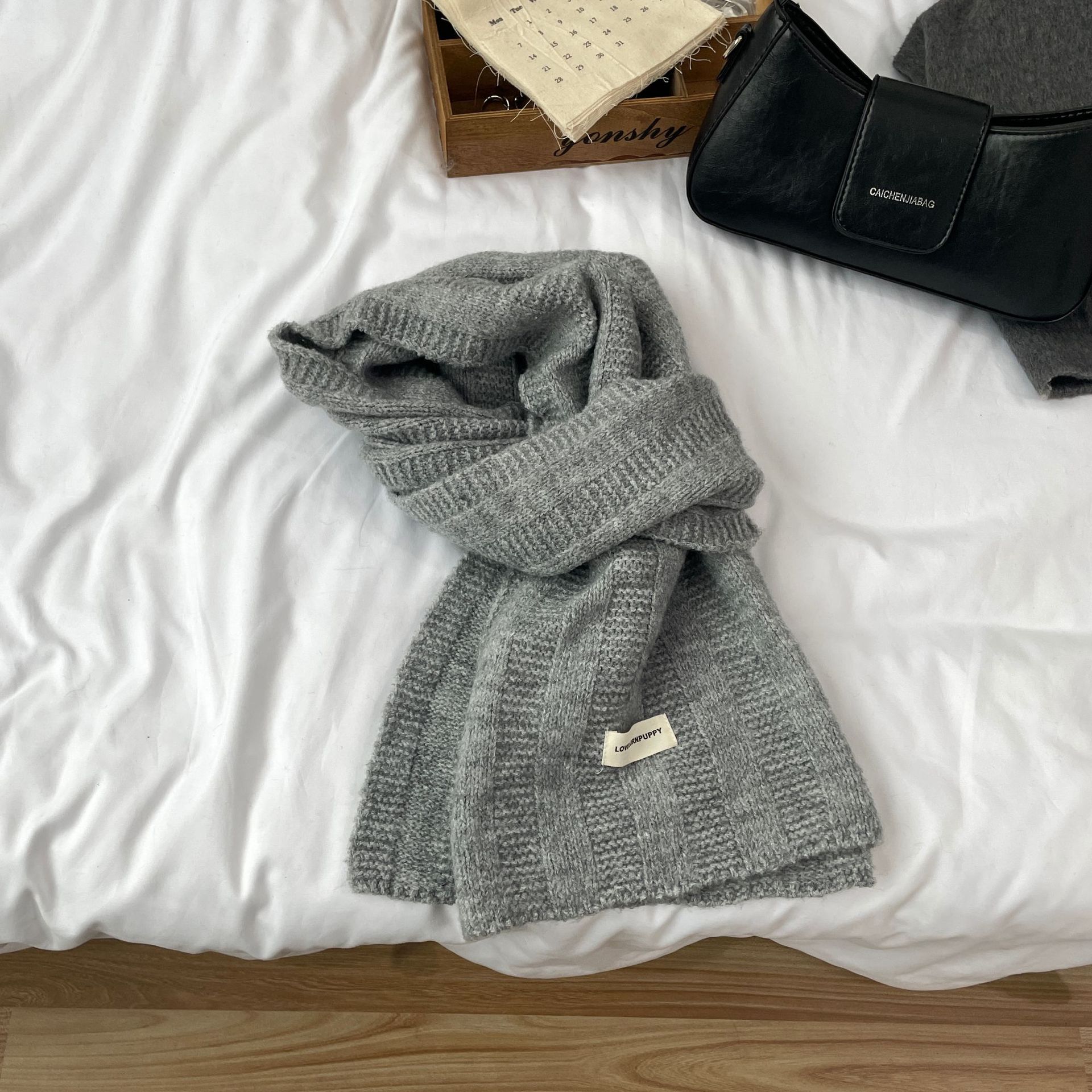 店主自留款！纯色韩版围巾女秋冬季显白焦糖色软糯糯纯色针织SD42
