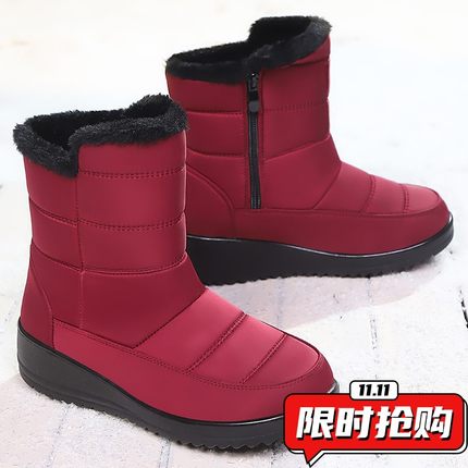 鞋子女棉鞋冬季新款加绒加厚雪地靴防水防滑一脚蹬棉靴YY53