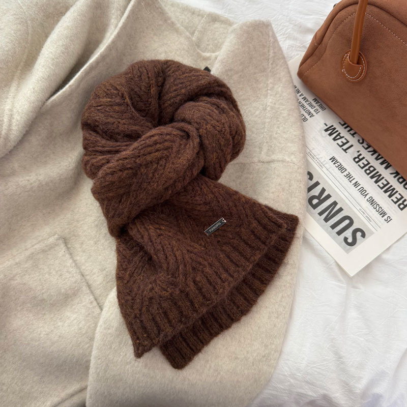 品质款羊驼毛高级自制小众韩系ins人字纹围巾女冬季甜美针织SD38